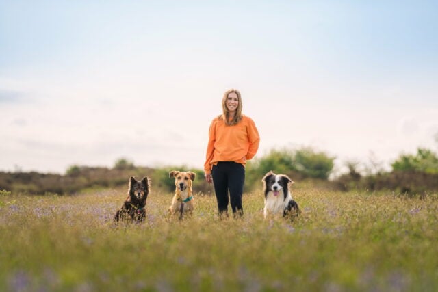 Roz Pooley with her dogs out for a walk in Bristol